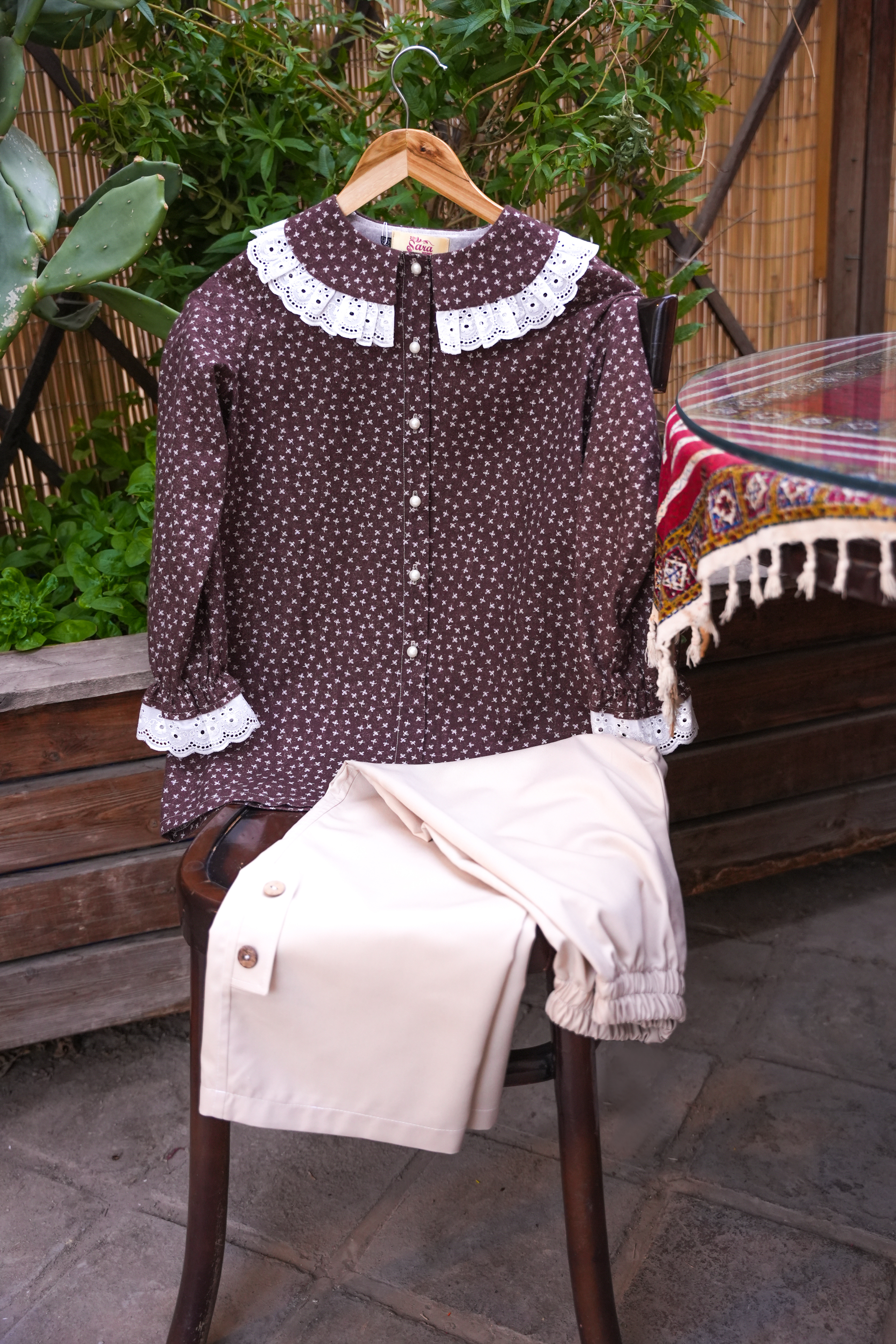 شومیز دخترانه لینن کرکی مدل شکلات