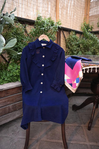 مانتو دخترانه مخمل کبریتی مدل ستاره