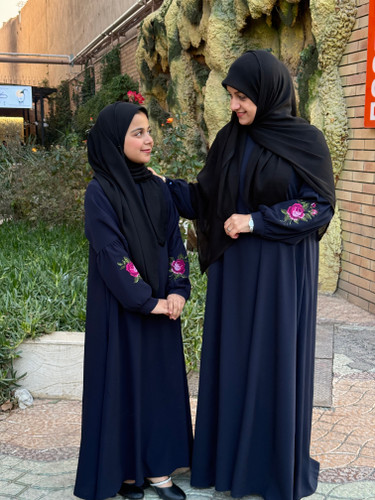 عبا کریشه گلدوزی سرمه ای ست مادر و دختری