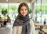 روسری نخی قواره 90 و 110 زمینه دودی