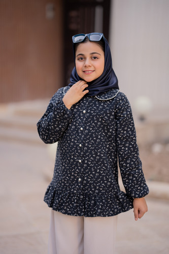 شومیز دخترانه لینن کرکی مدل گلبرگ